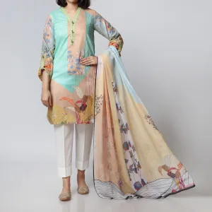 2PC- Digital Printed Lawn Shirt With Dupatta PS3149