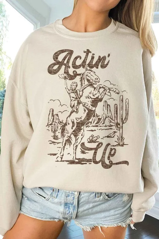 ACTIN UP WESTERN COWGIRL OVERSIZED SWEATSHIRT