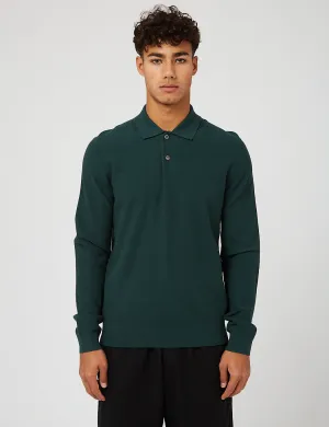 A.P.C. Kyle Knitted Long Sleeve Polo Shirt - Dark Green