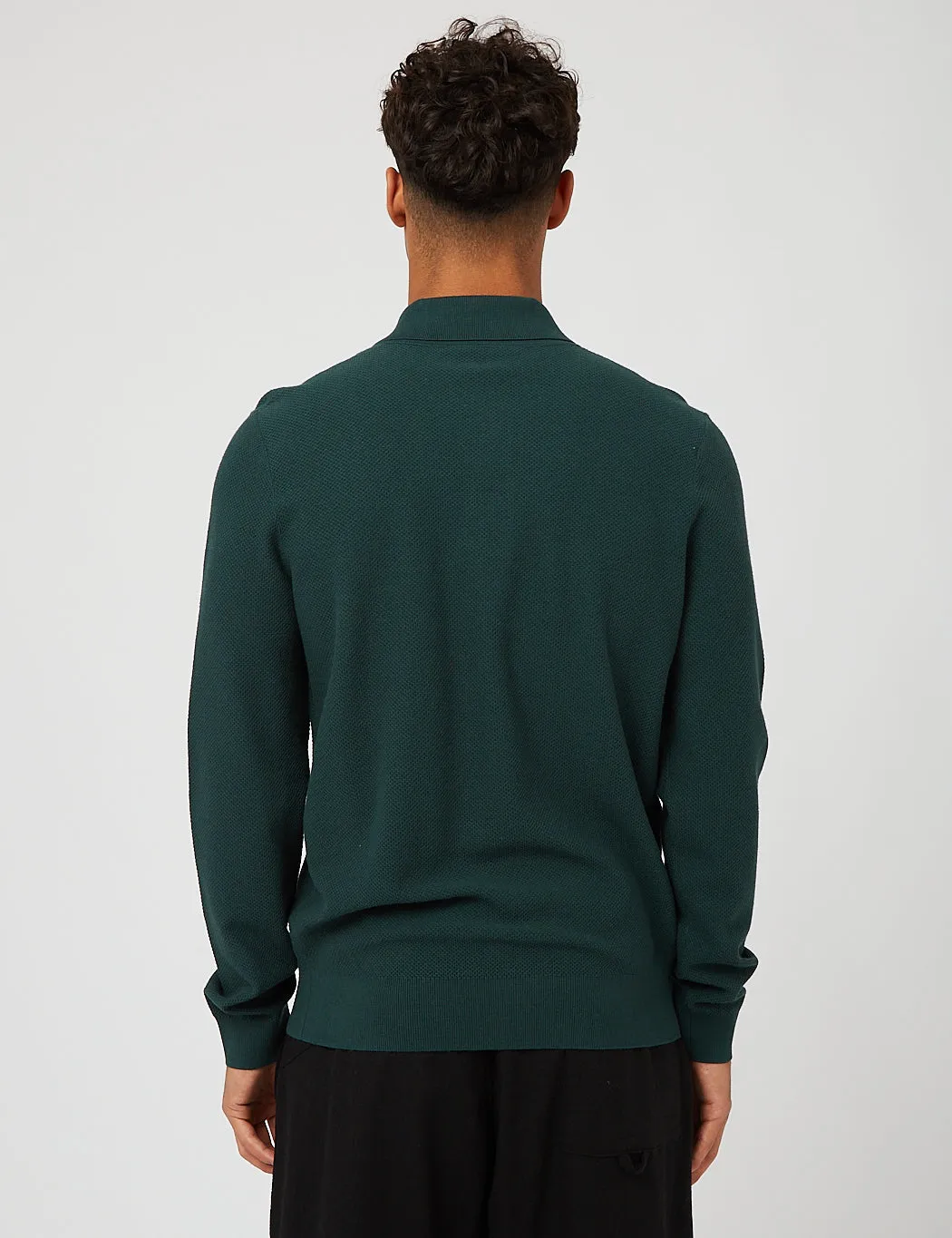 A.P.C. Kyle Knitted Long Sleeve Polo Shirt - Dark Green