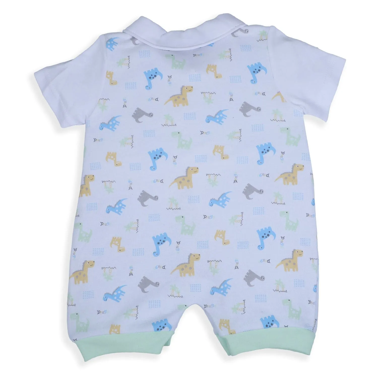 Baby Moo Stylish Dino With Elegant Bow Short Romper - Green