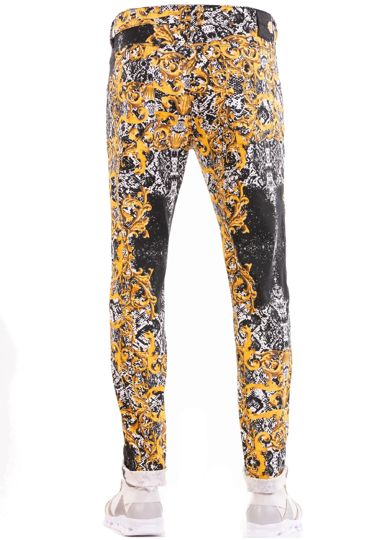 Black Baroque Cotton Print Pants