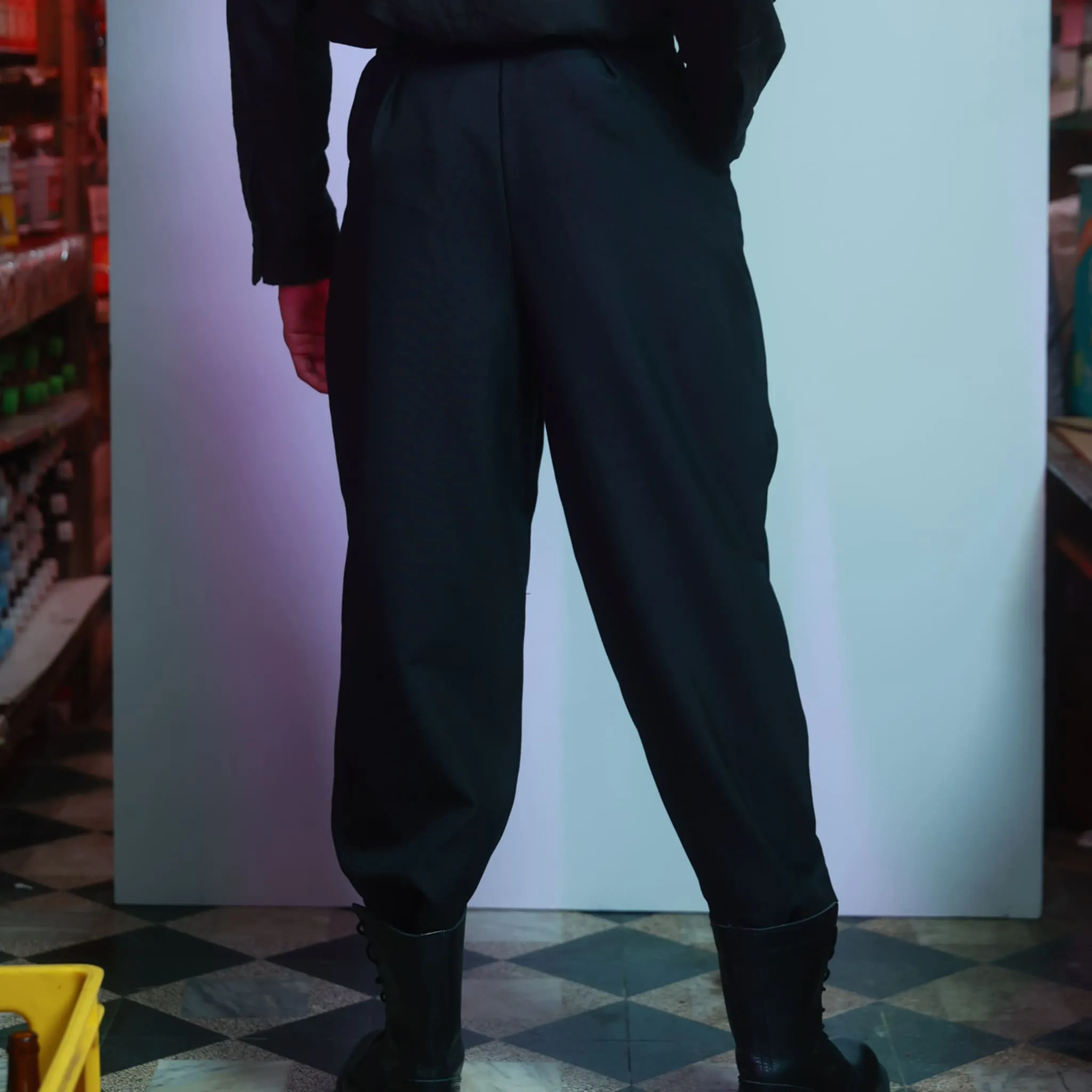 Black Harlem Style Pleated Suit Pants