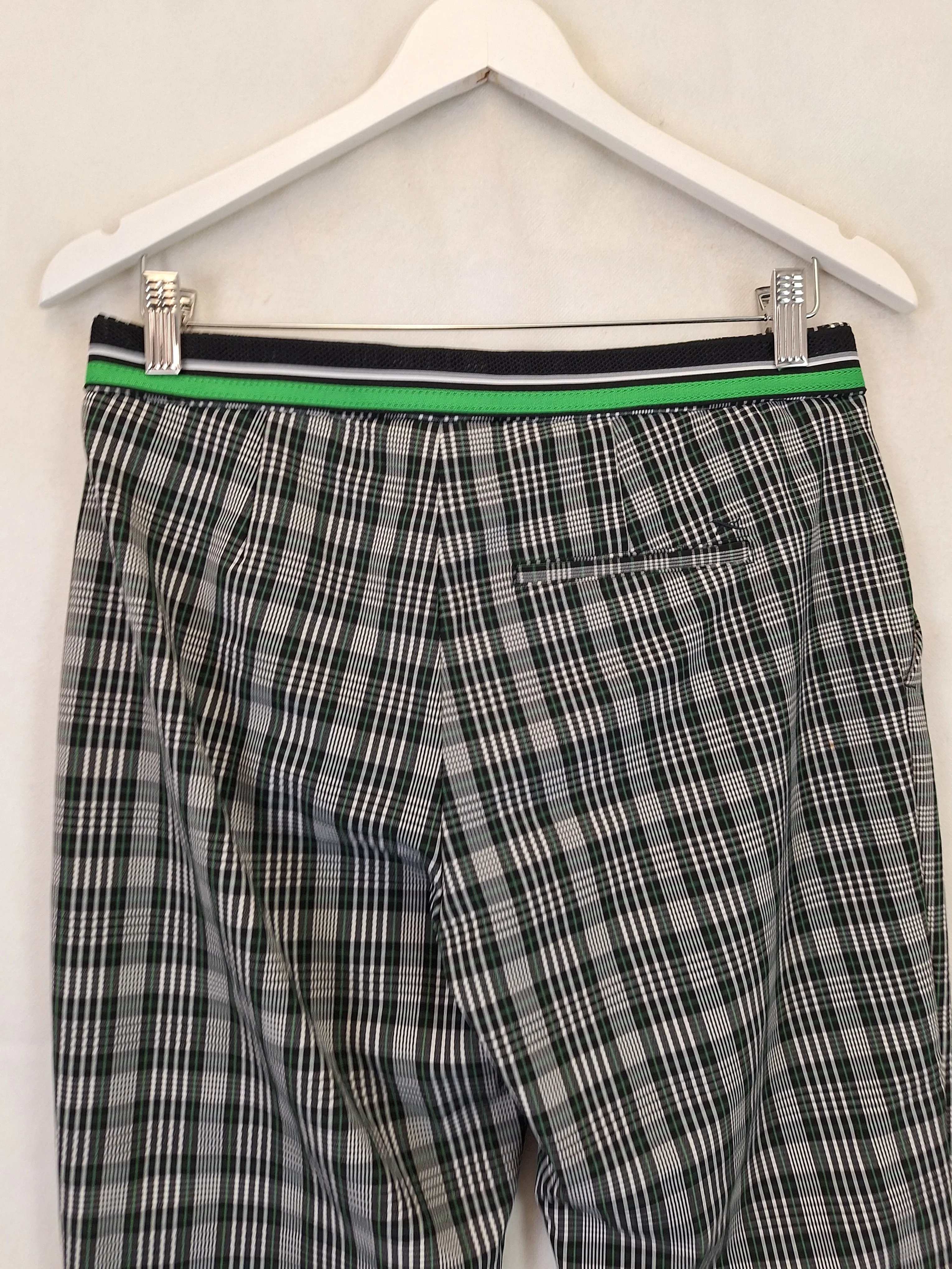 Brax Tailored Green Check Stretch Pants Size 10