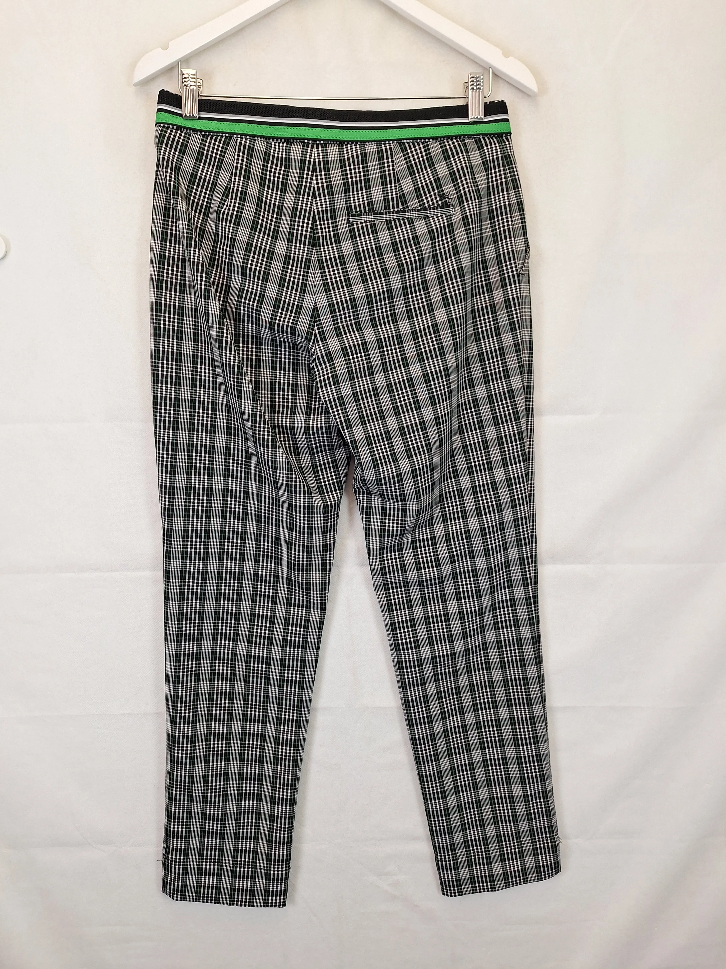 Brax Tailored Green Check Stretch Pants Size 10