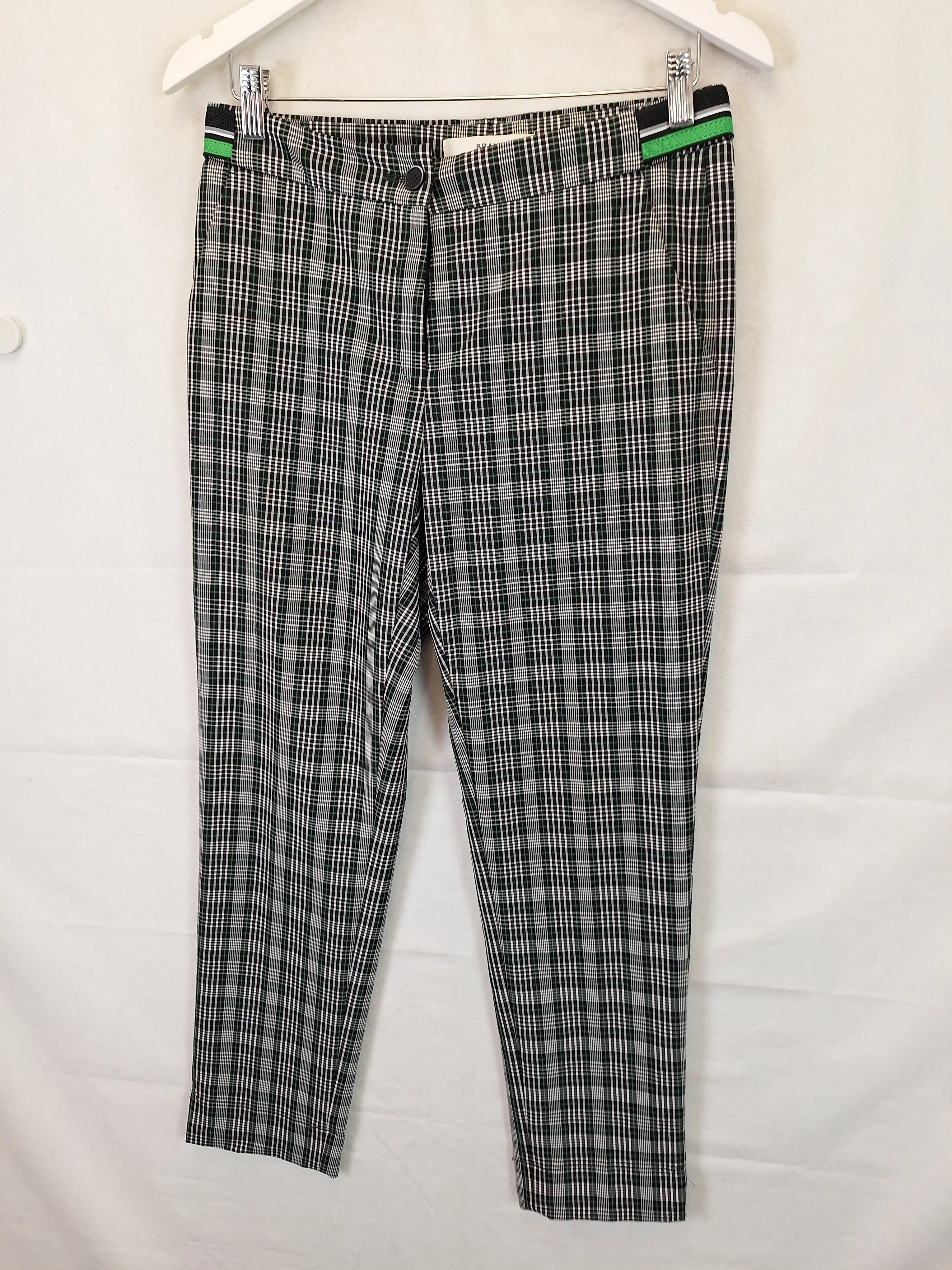 Brax Tailored Green Check Stretch Pants Size 10