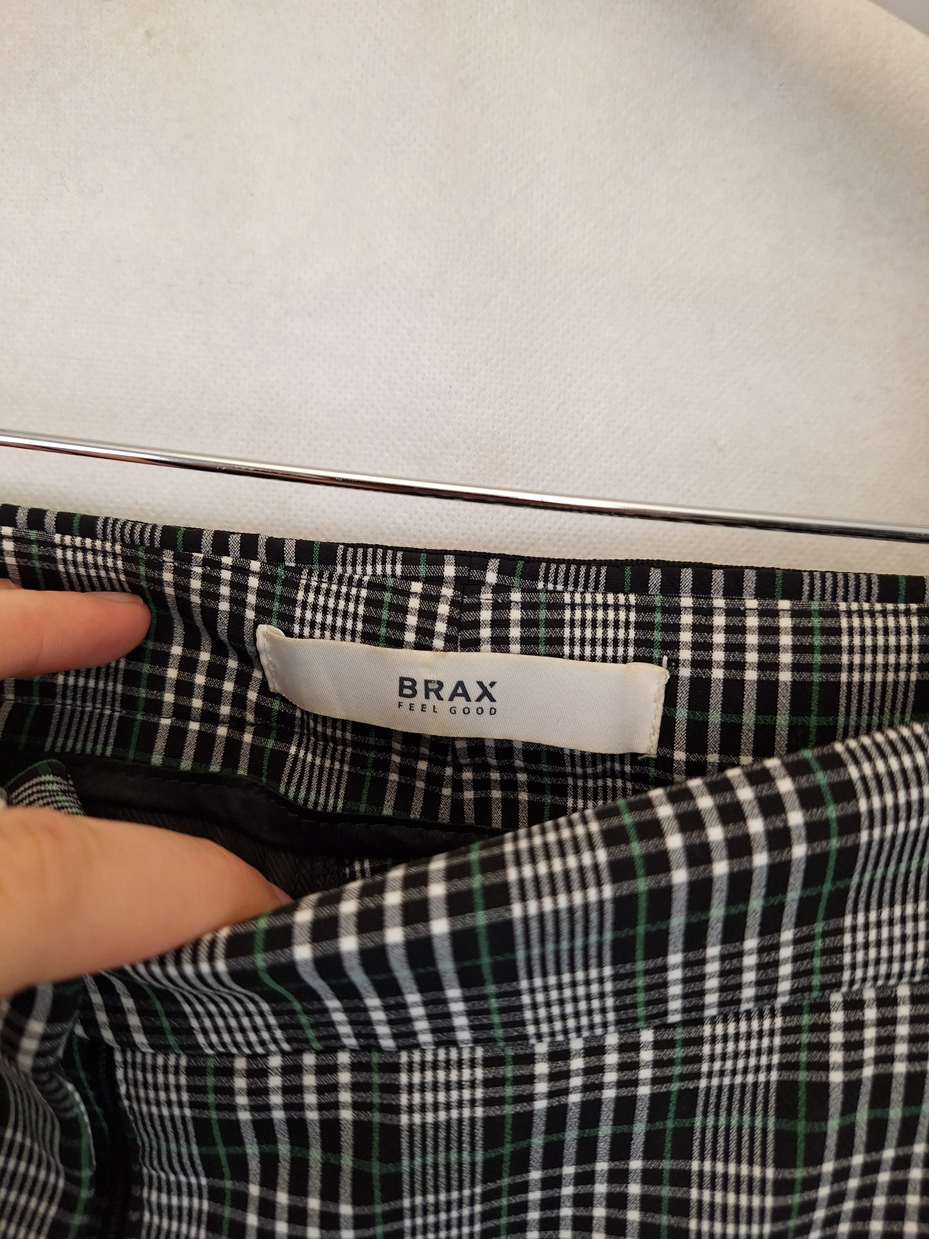 Brax Tailored Green Check Stretch Pants Size 10