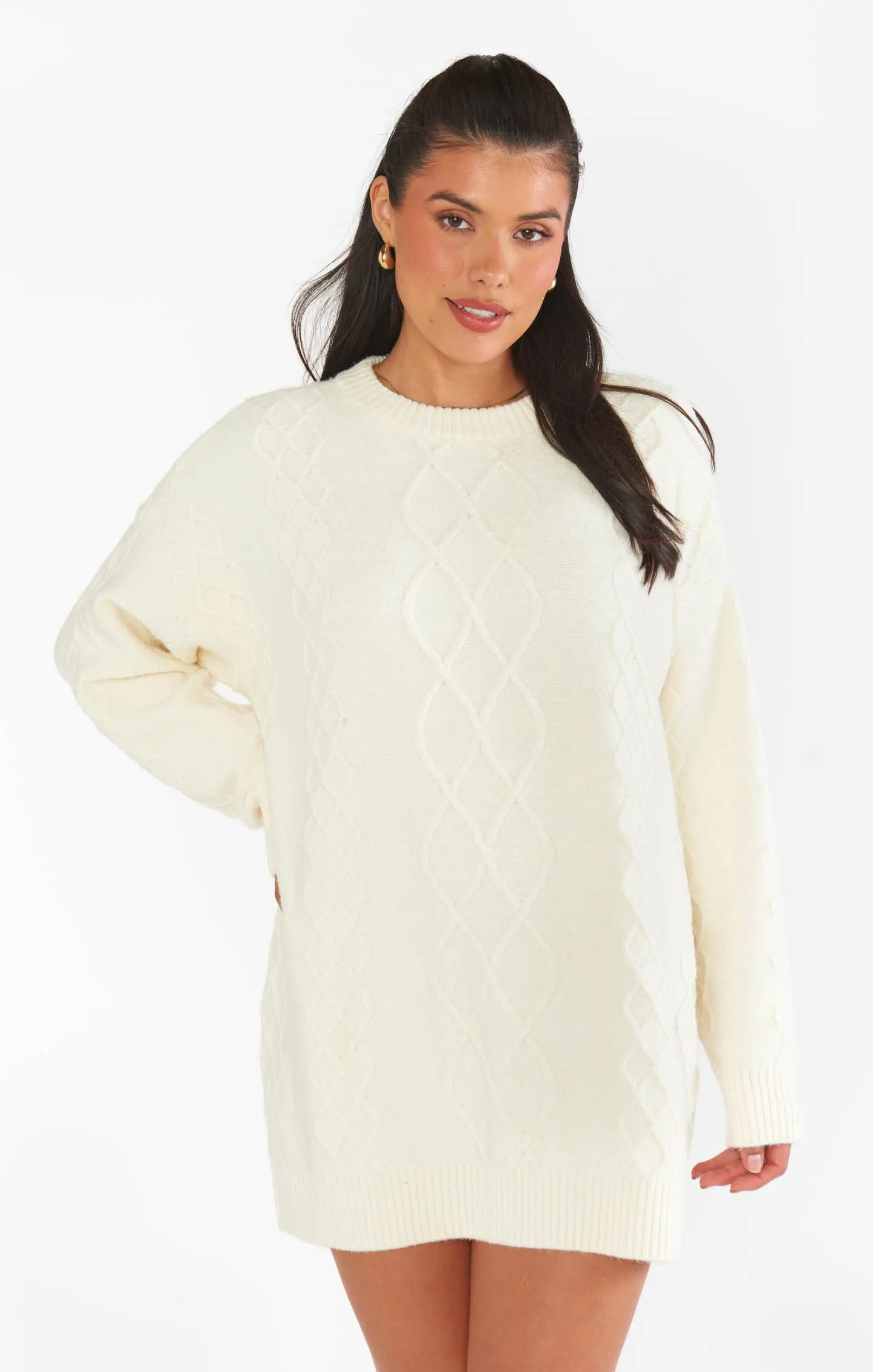 Canyon Tunic Sweater ~ Cream Fuzzy Knit