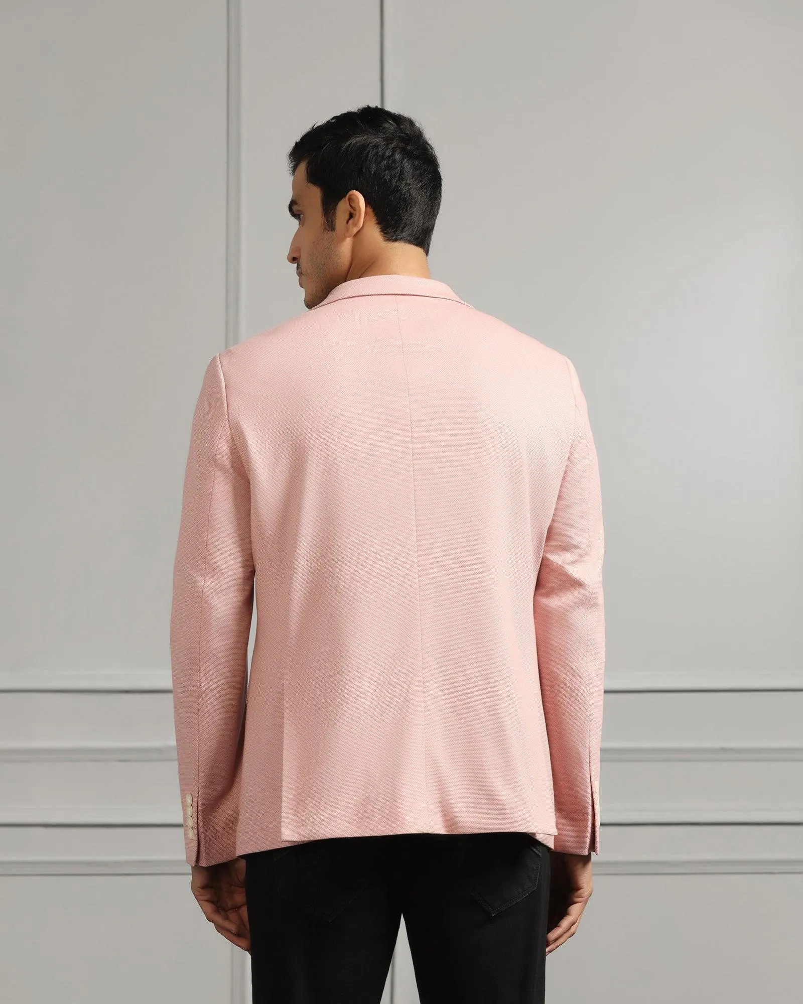 Casual Dusty Pink Textured Blazer - Ken