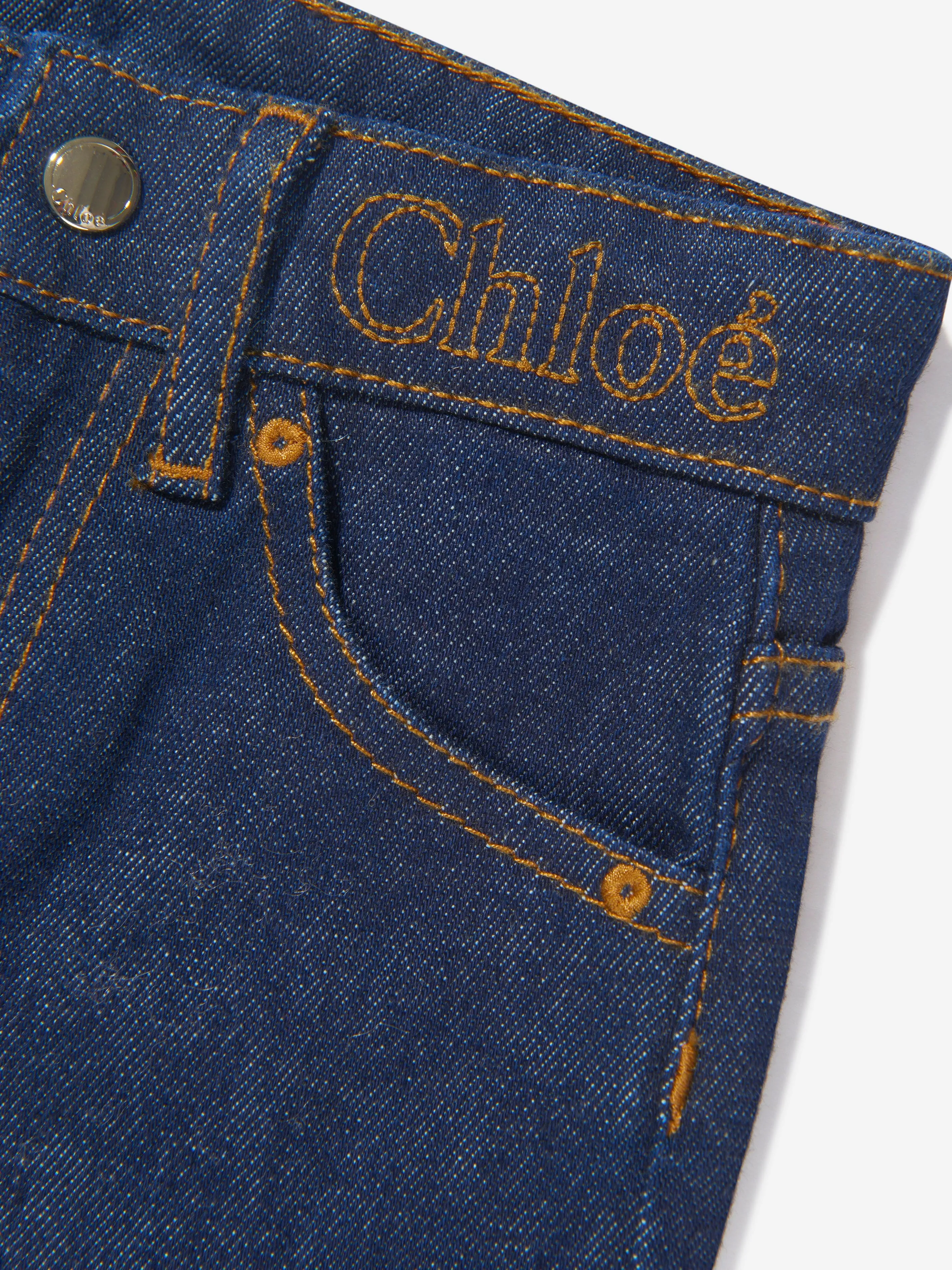 Chloé Girls Denim Embroidered Trousers