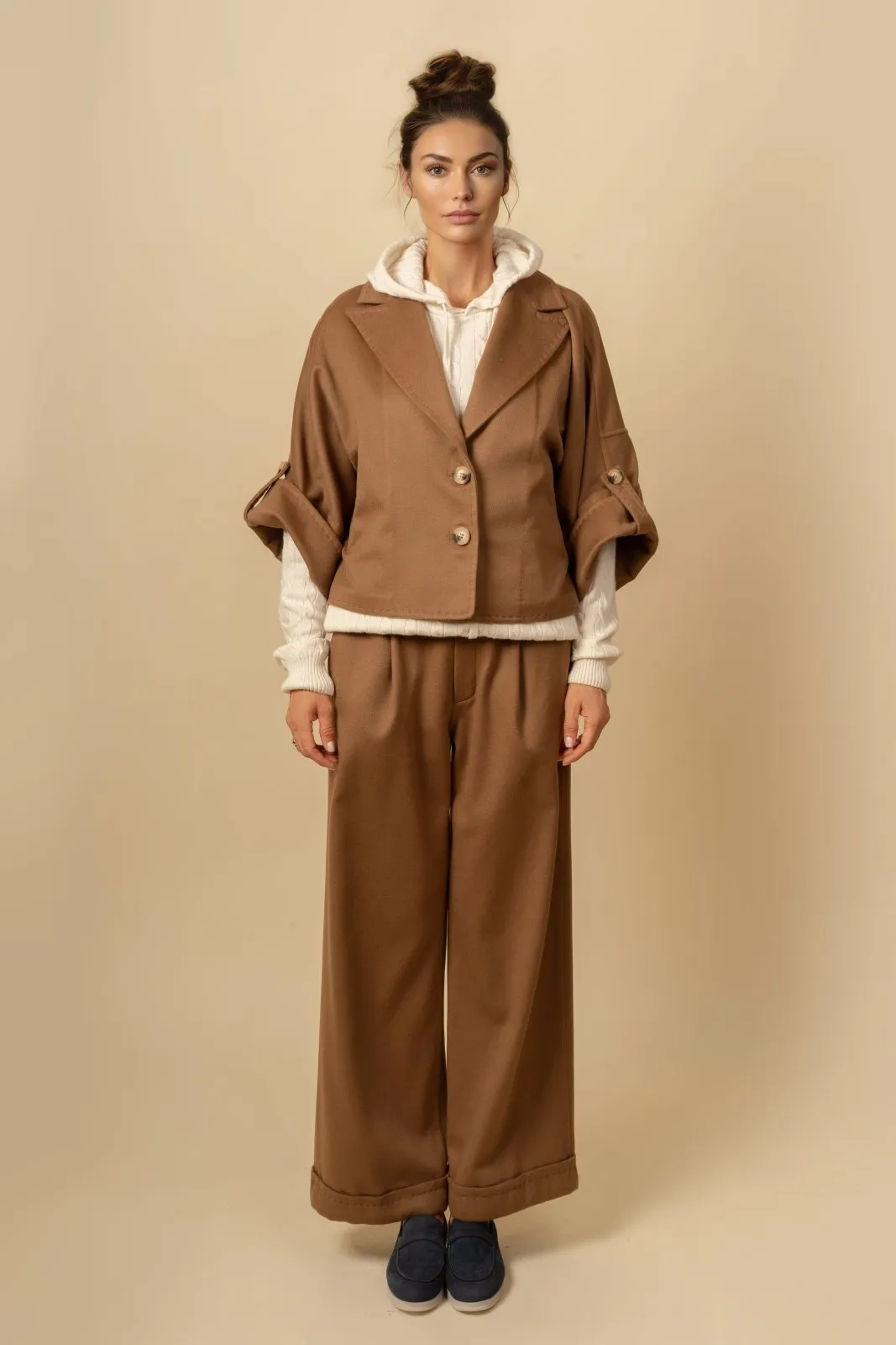 Classic Camel Two-Piece Wool Ensemble