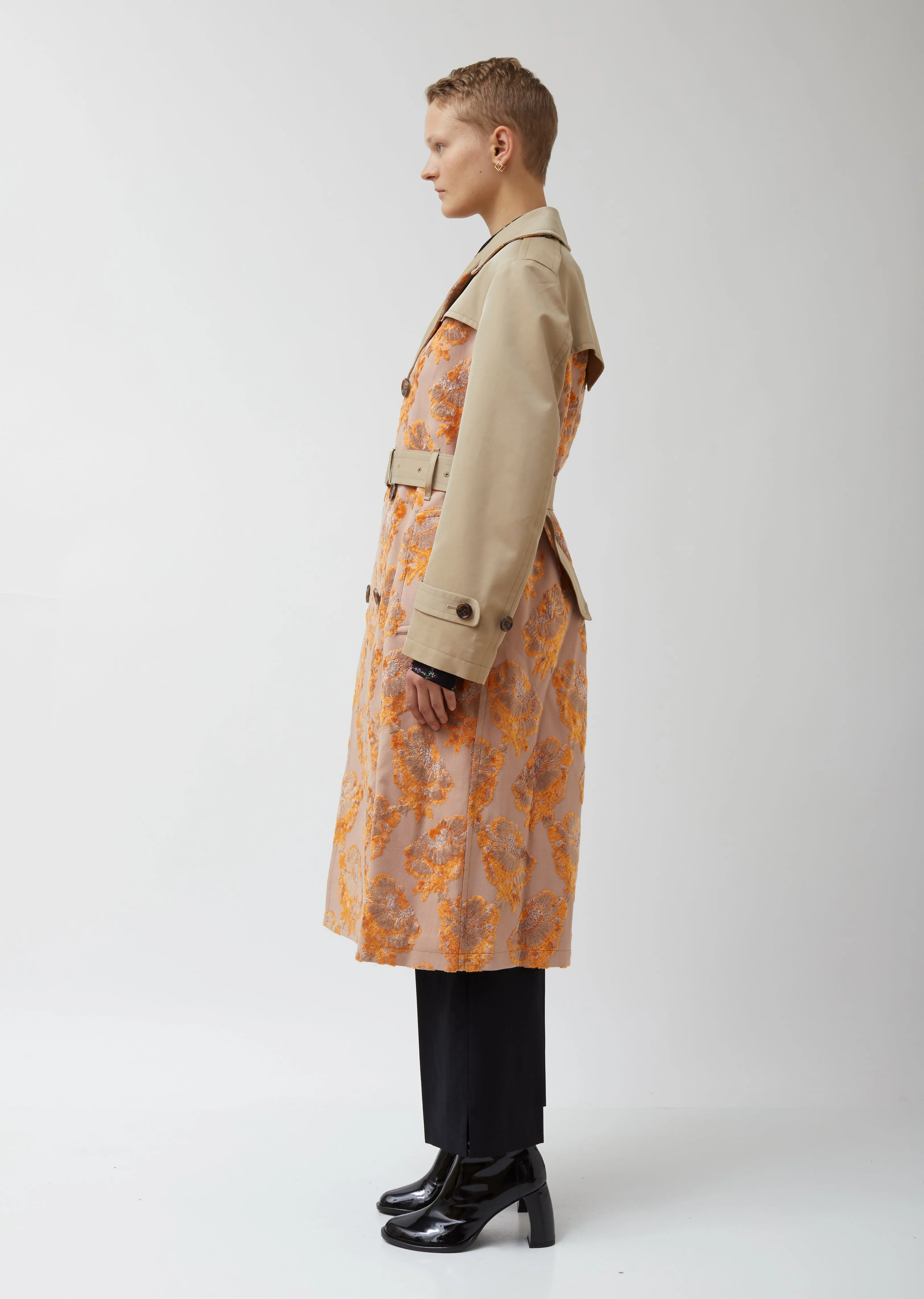 Cotton Polyester Gabardine x Pile Jacquard Coat