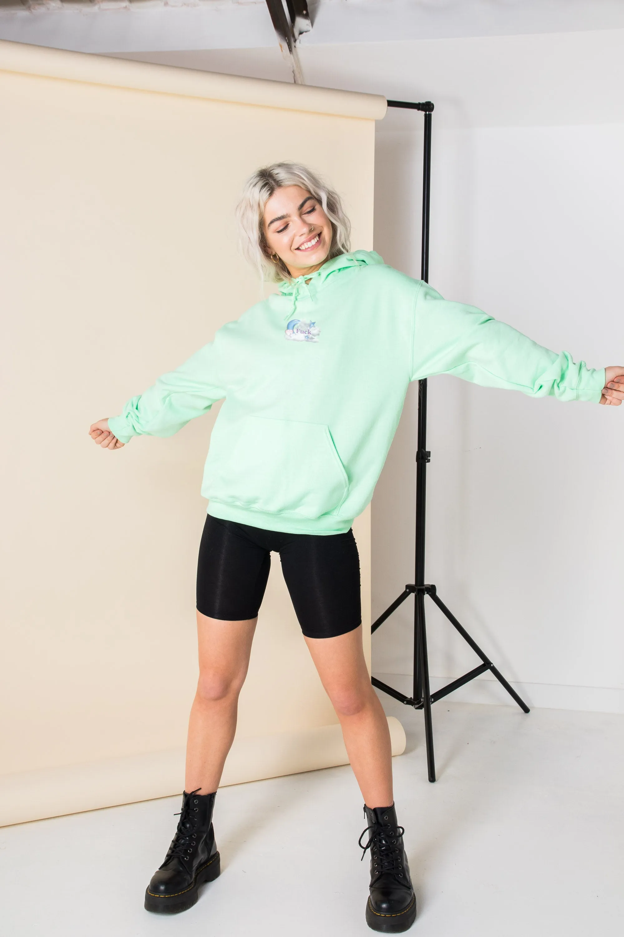 Daisy Street Oversized Hoodie with Cute as F*ck Print