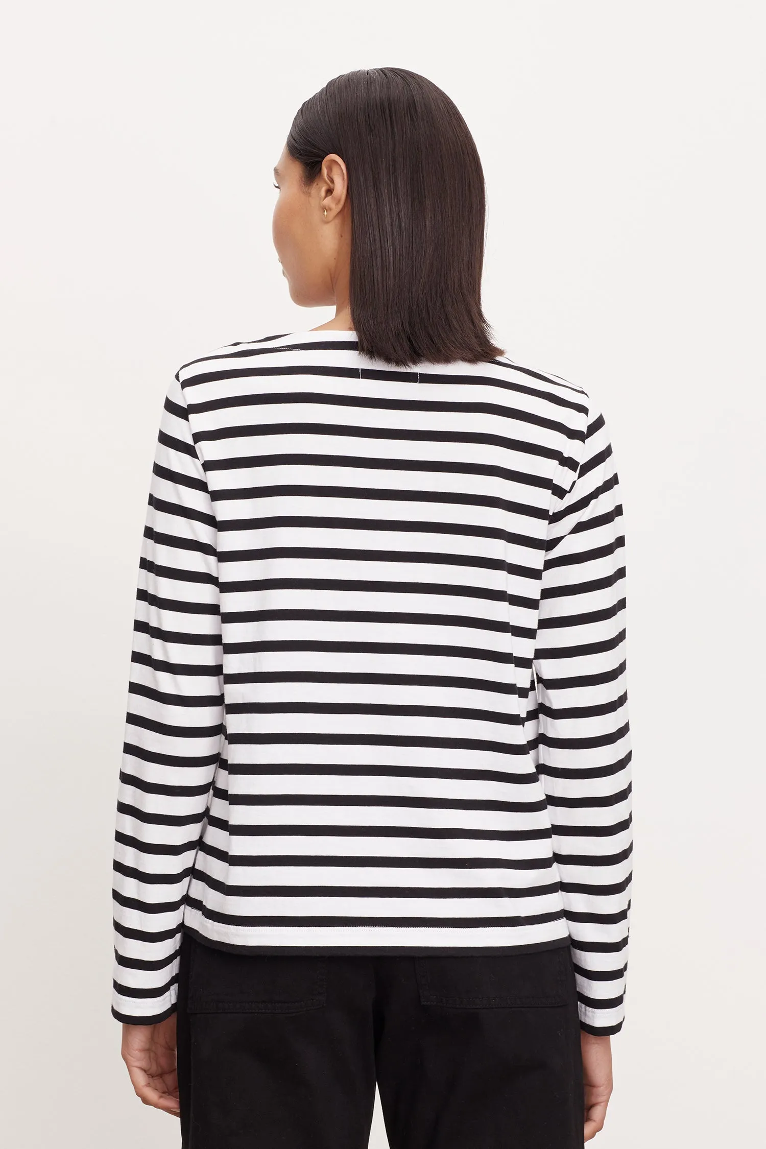 DOREEN STRIPED LONG SLEEVE TEE (BLACK) - VELVET