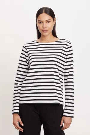 DOREEN STRIPED LONG SLEEVE TEE (BLACK) - VELVET