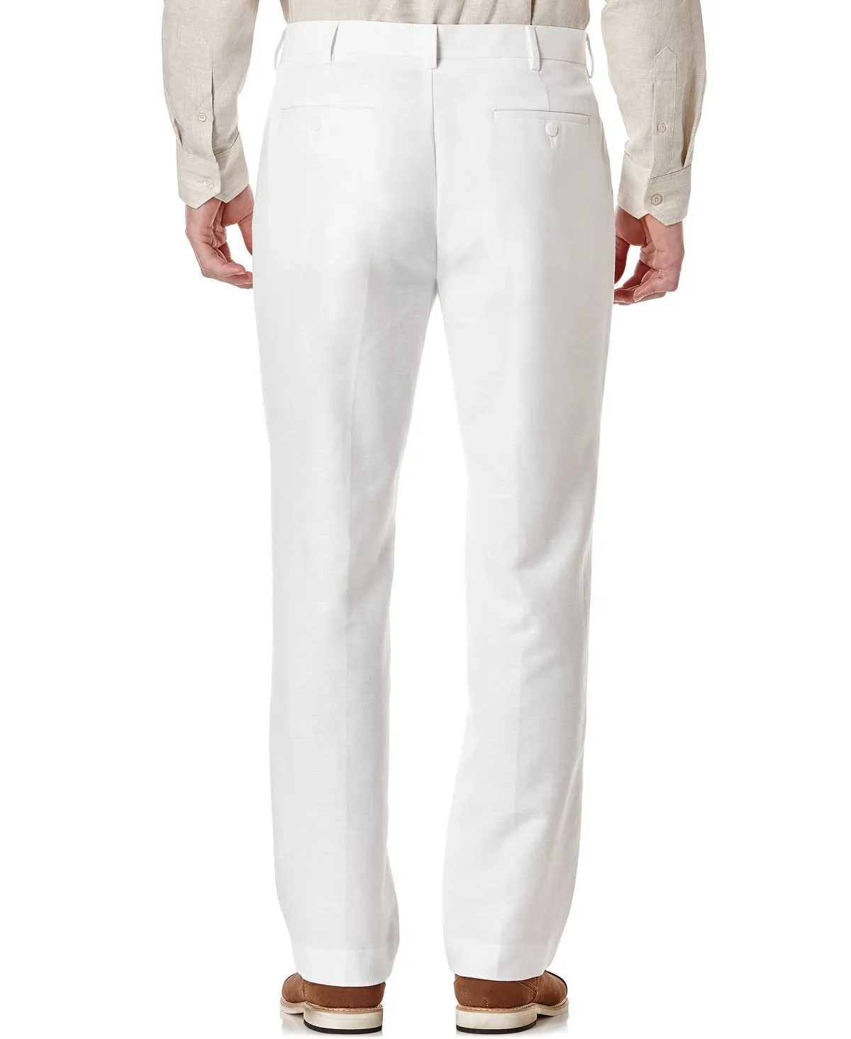 Easy care linen flat front trousers Cubavera, white