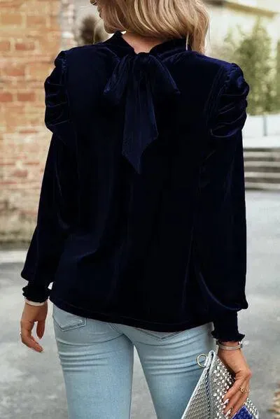 Elegant Keyhole Detail Velvet Blouse: Your New Favorite