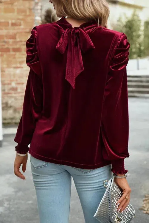 Elegant Keyhole Detail Velvet Blouse: Your New Favorite