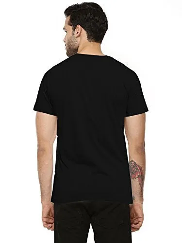 Fanideaz Mens Round Neck Half Sleeve Raglan V for Vegeta DBZ Premium Cotton Tshirt_Black_XXL