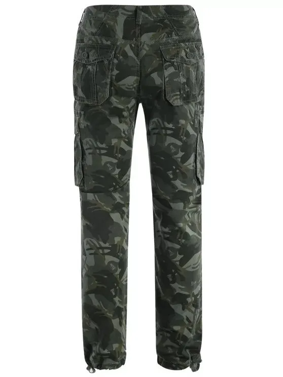 Fashion Flap Pockets Camo Pants