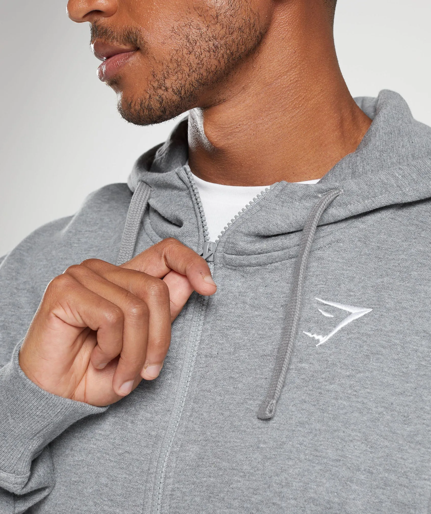 Premium Gymshark Crest Oversized Charcoal Grey Marl Zip-Up Hoodie