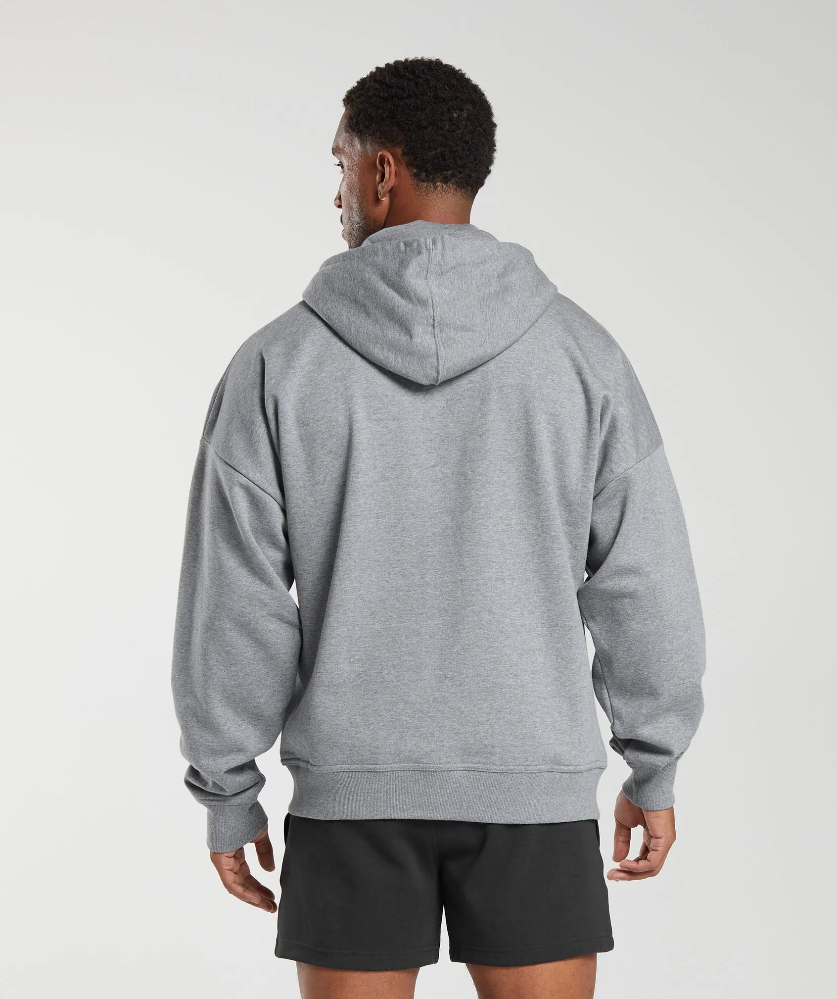 Premium Gymshark Crest Oversized Charcoal Grey Marl Zip-Up Hoodie