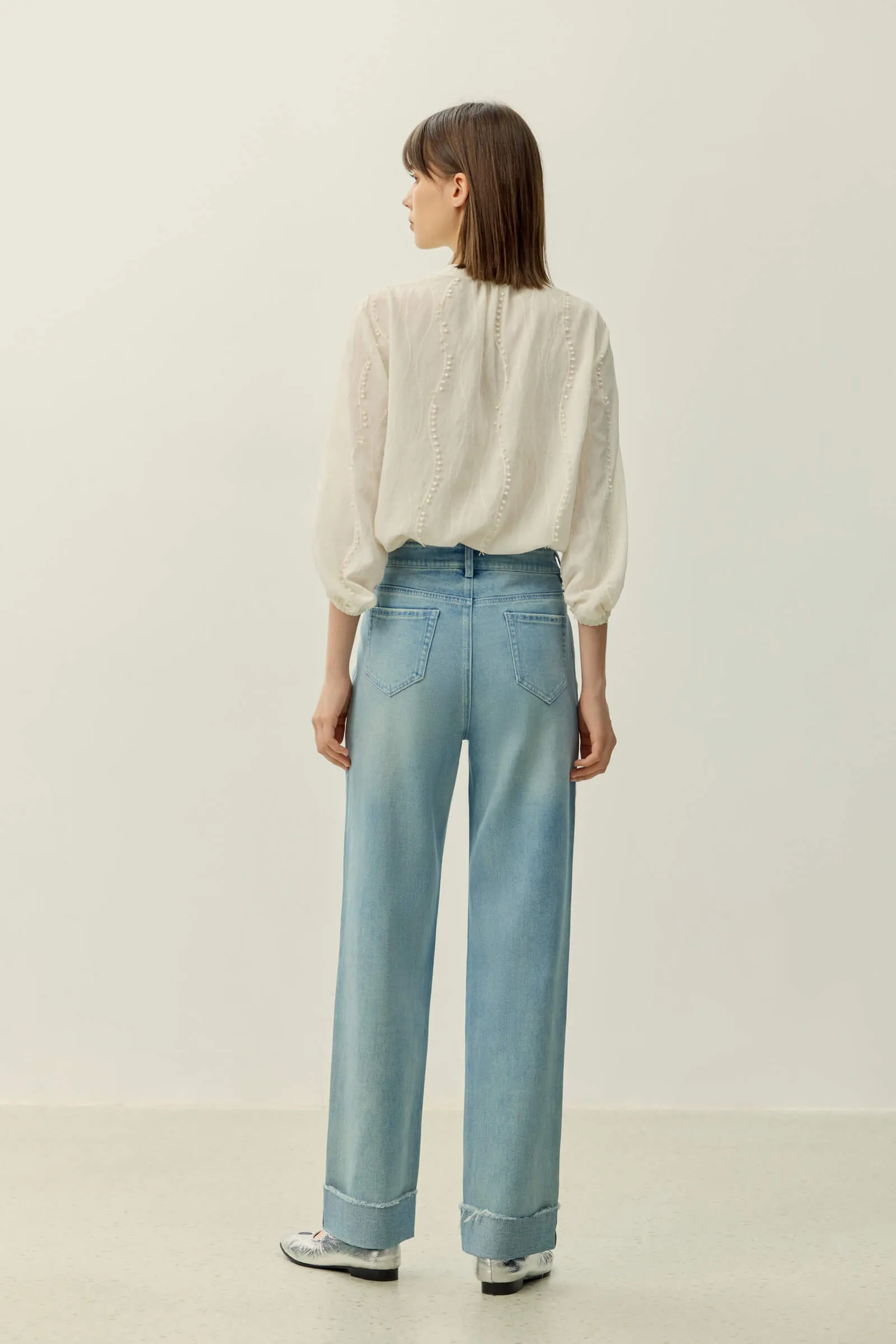 LILY Stylish Rolled Hem Jeans