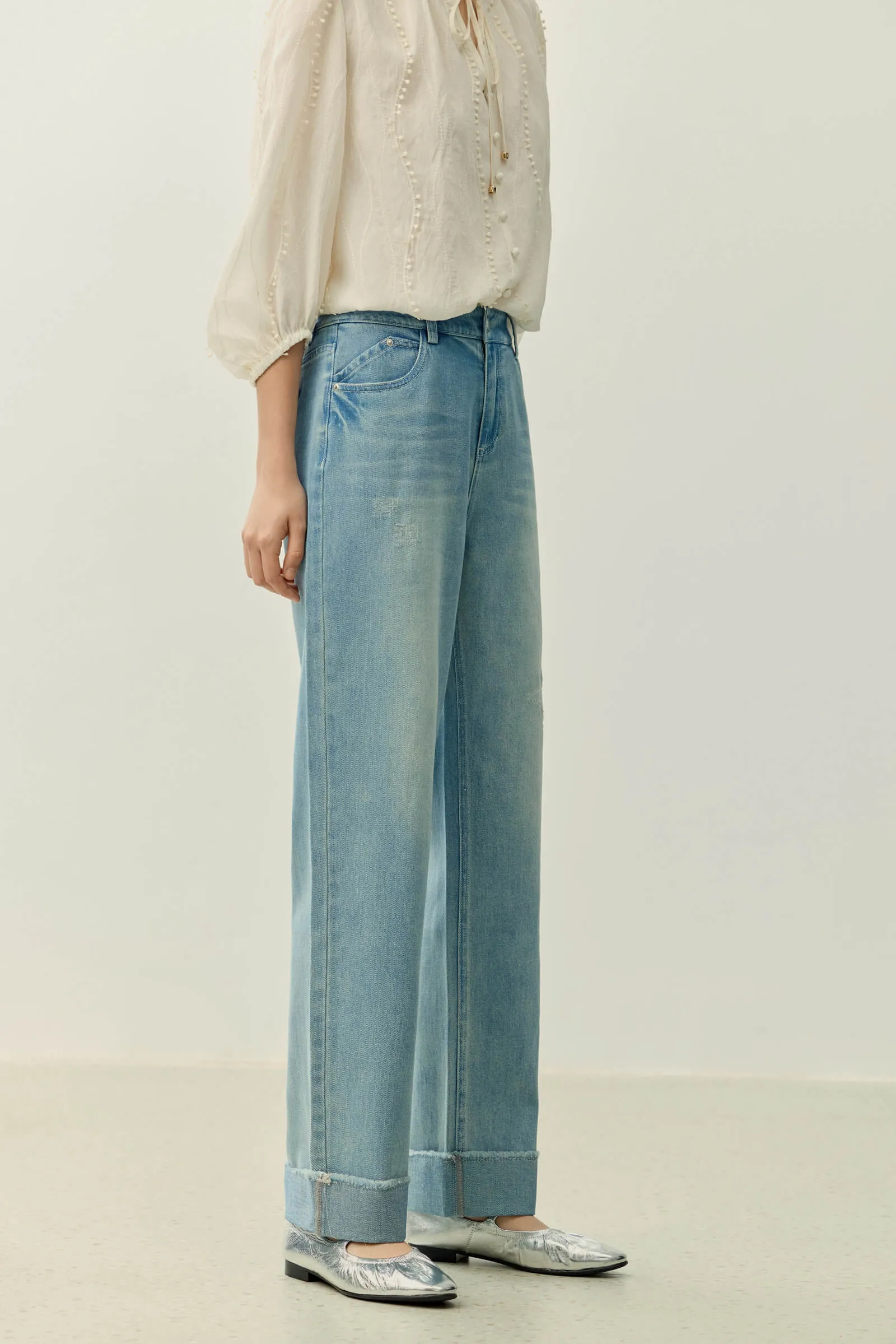 LILY Stylish Rolled Hem Jeans