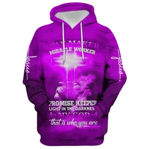 Lion Cross Way Maker Miracle Worker Promise Keeper My God Hoodie - Men & Women Christian Hoodie - 3D Printed Hoodie