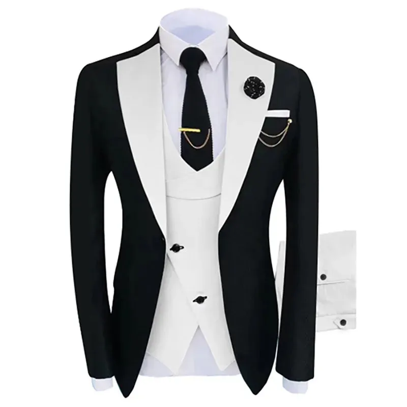 Men suit 3pc jacket vest pants suit*