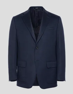 NAVY CASHMERE 3-BUTTON SACK BLAZER