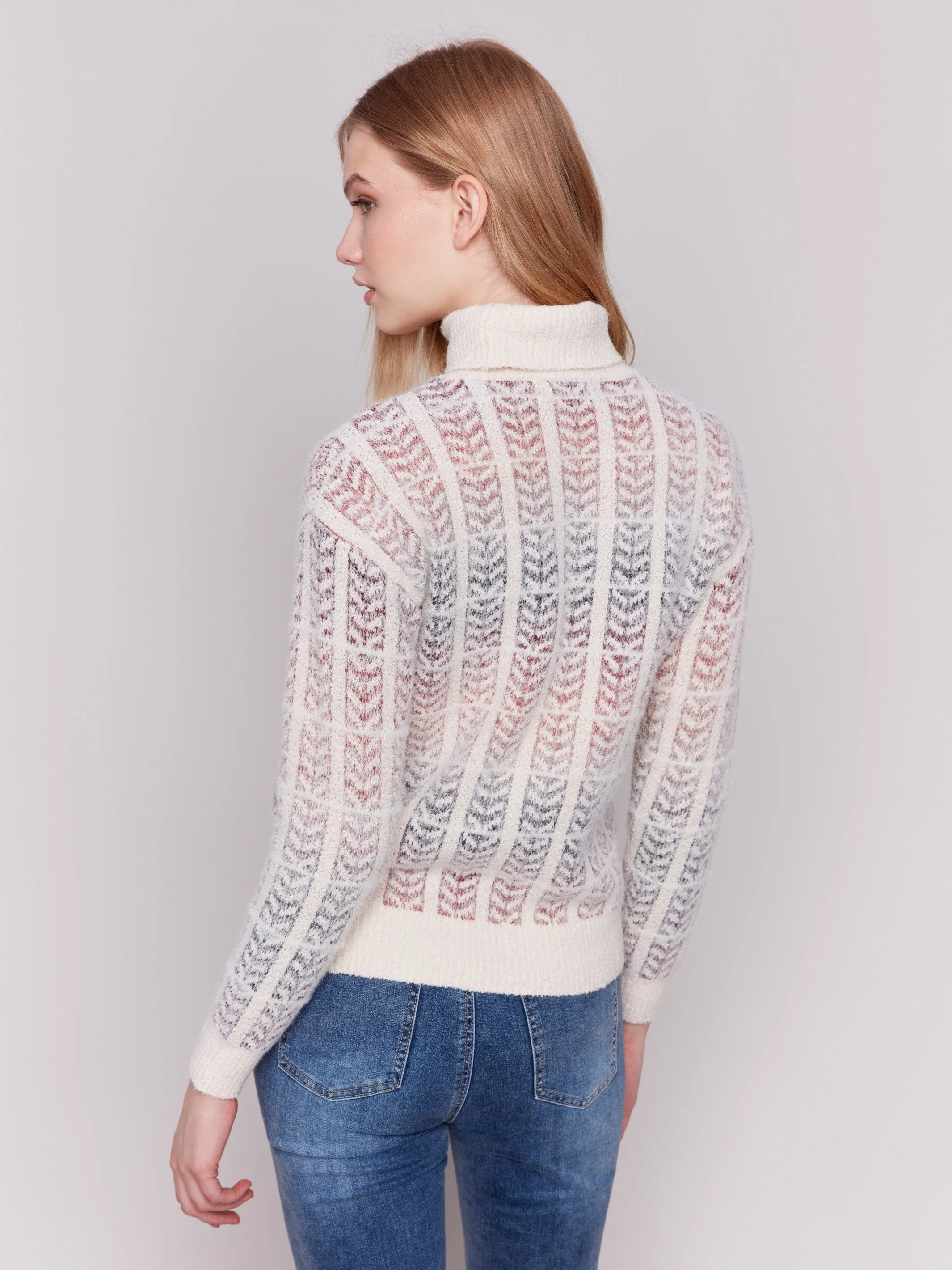 Ombre Jacquard Knit Turtleneck Sweater - Autumn