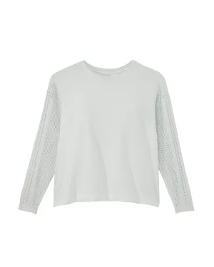 Parker Top with Sweater Sleeve Details | Ivory