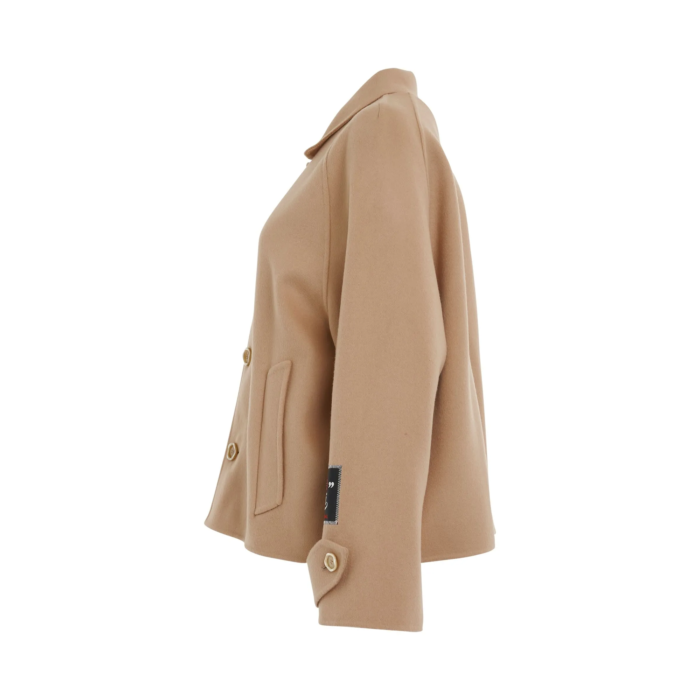 Patch Sleeve Logo Coat in Light Camel