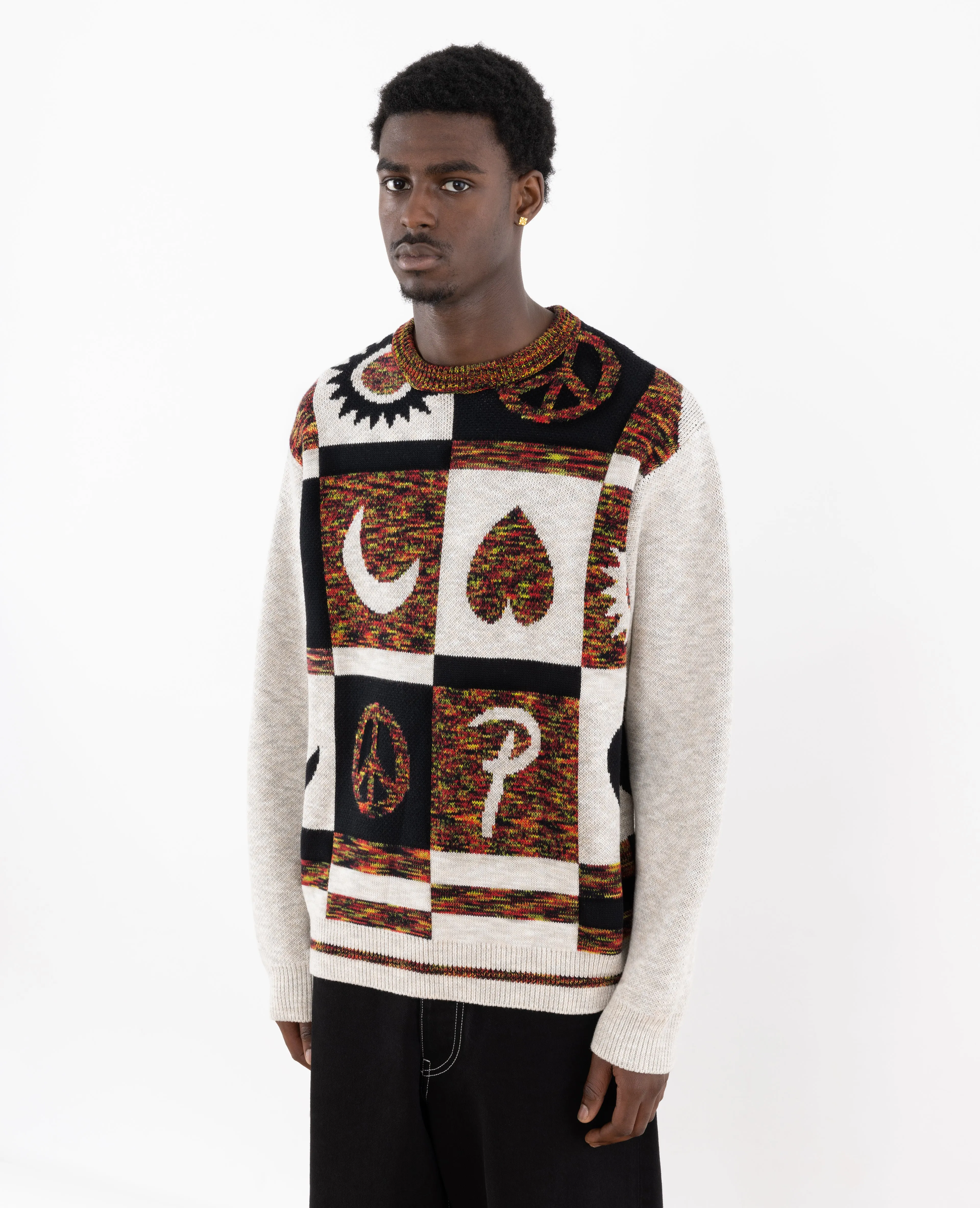 Patta Jacquard Crayon Knitted Sweater (Space Dye/Dark Blue)