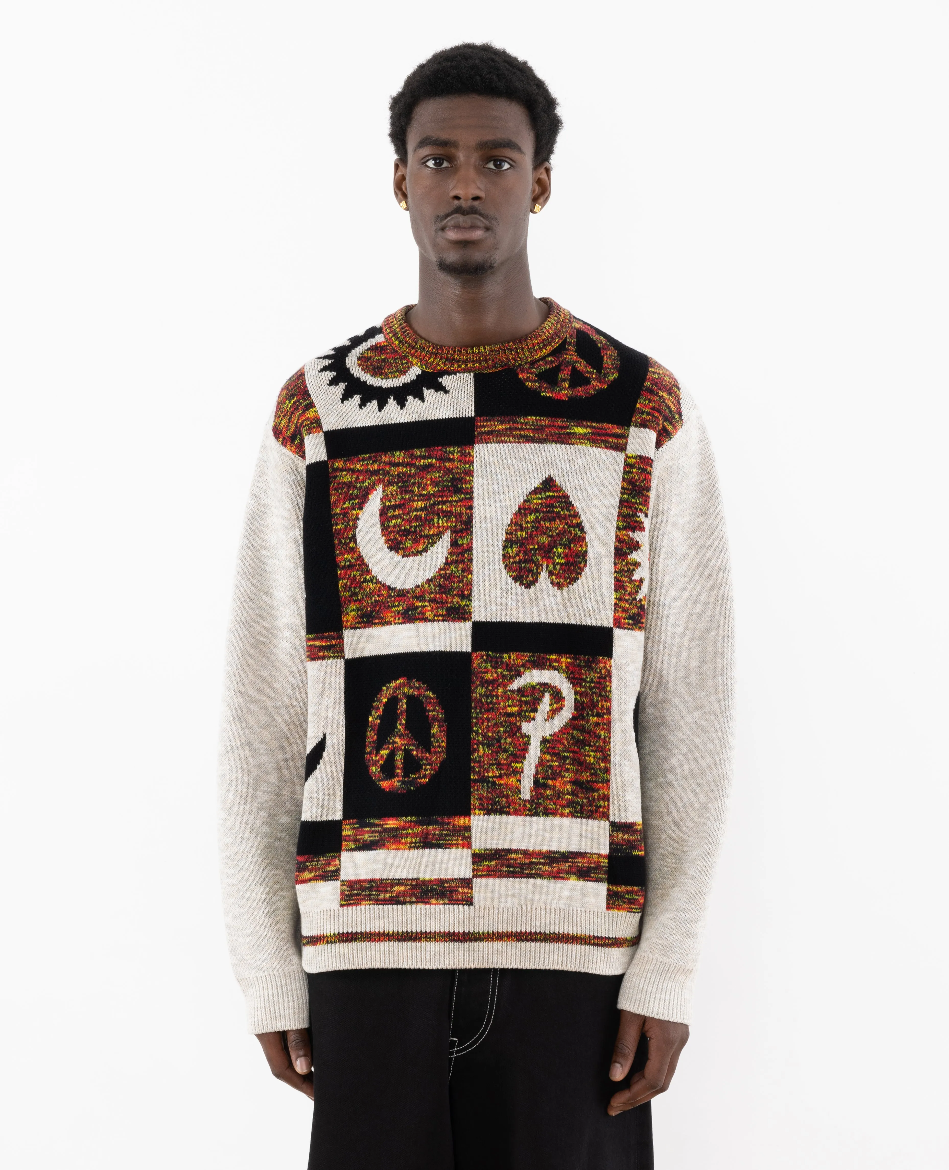 Patta Jacquard Crayon Knitted Sweater (Space Dye/Dark Blue)