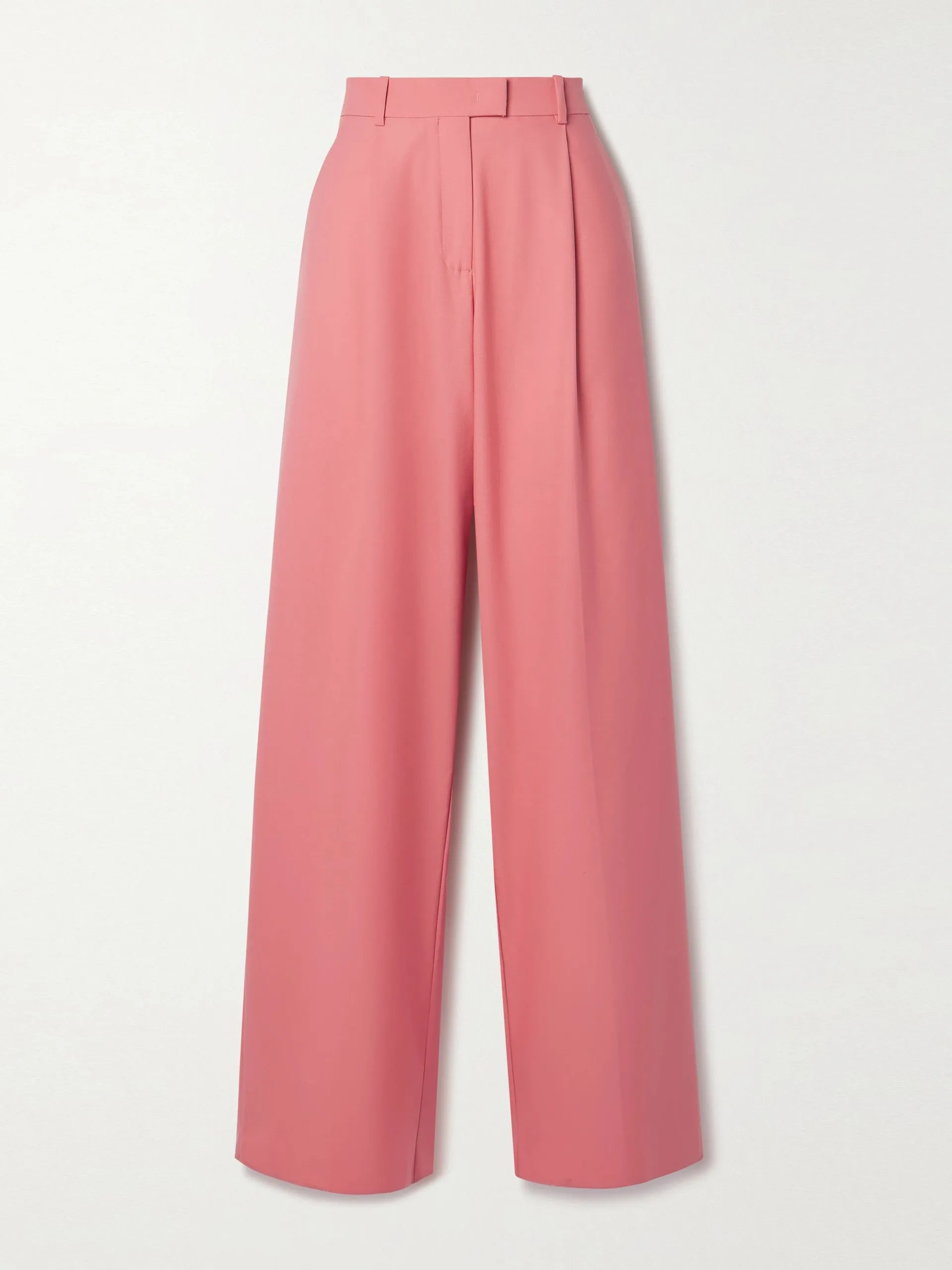 Pink pleated wool wide-leg pants