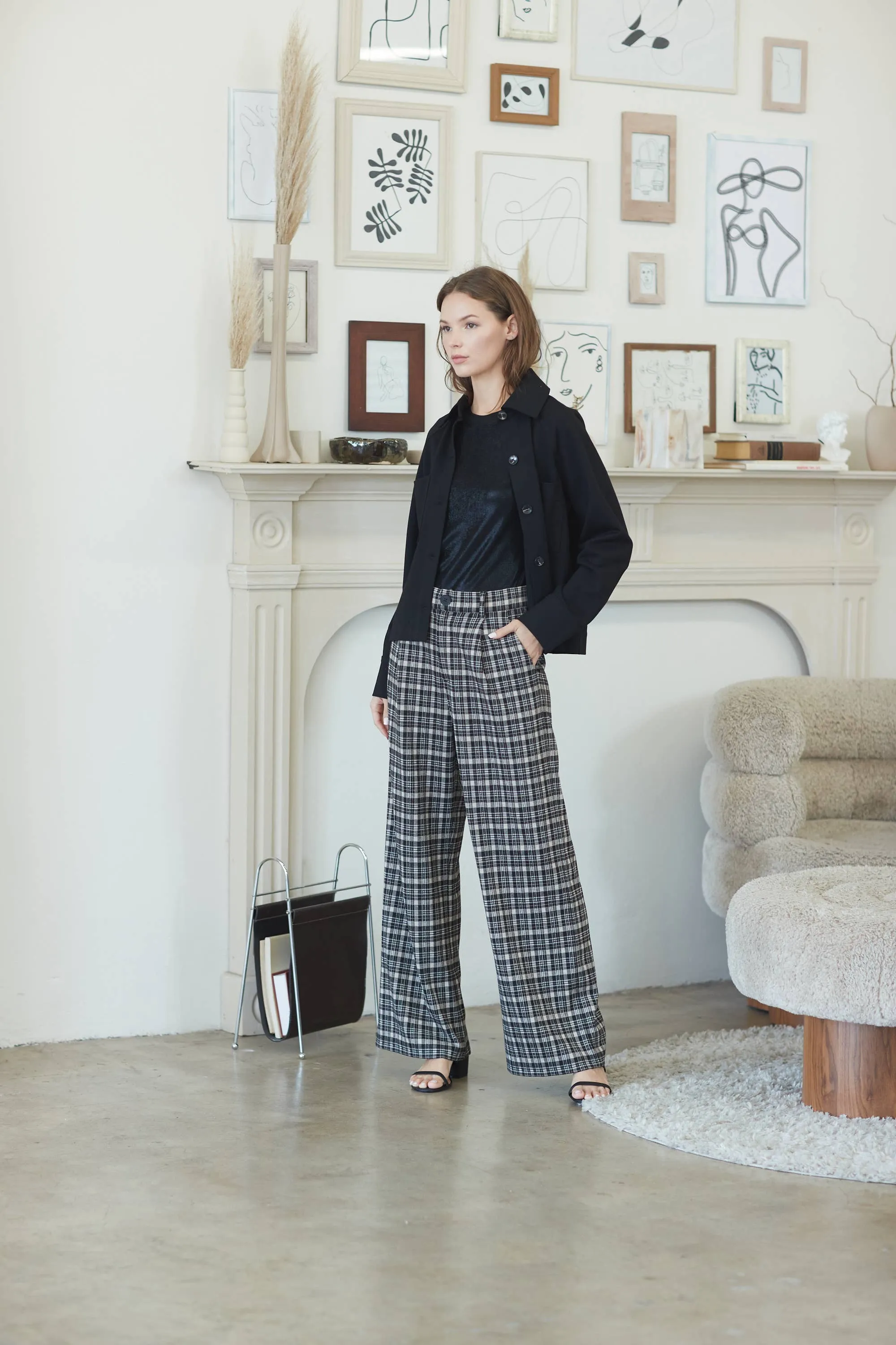 PLAID WIDE PANTS