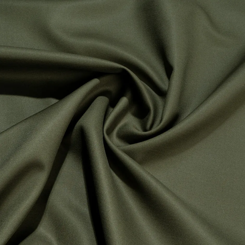 Plain Dark Khaki Luxury Stretch Suiting Cotton