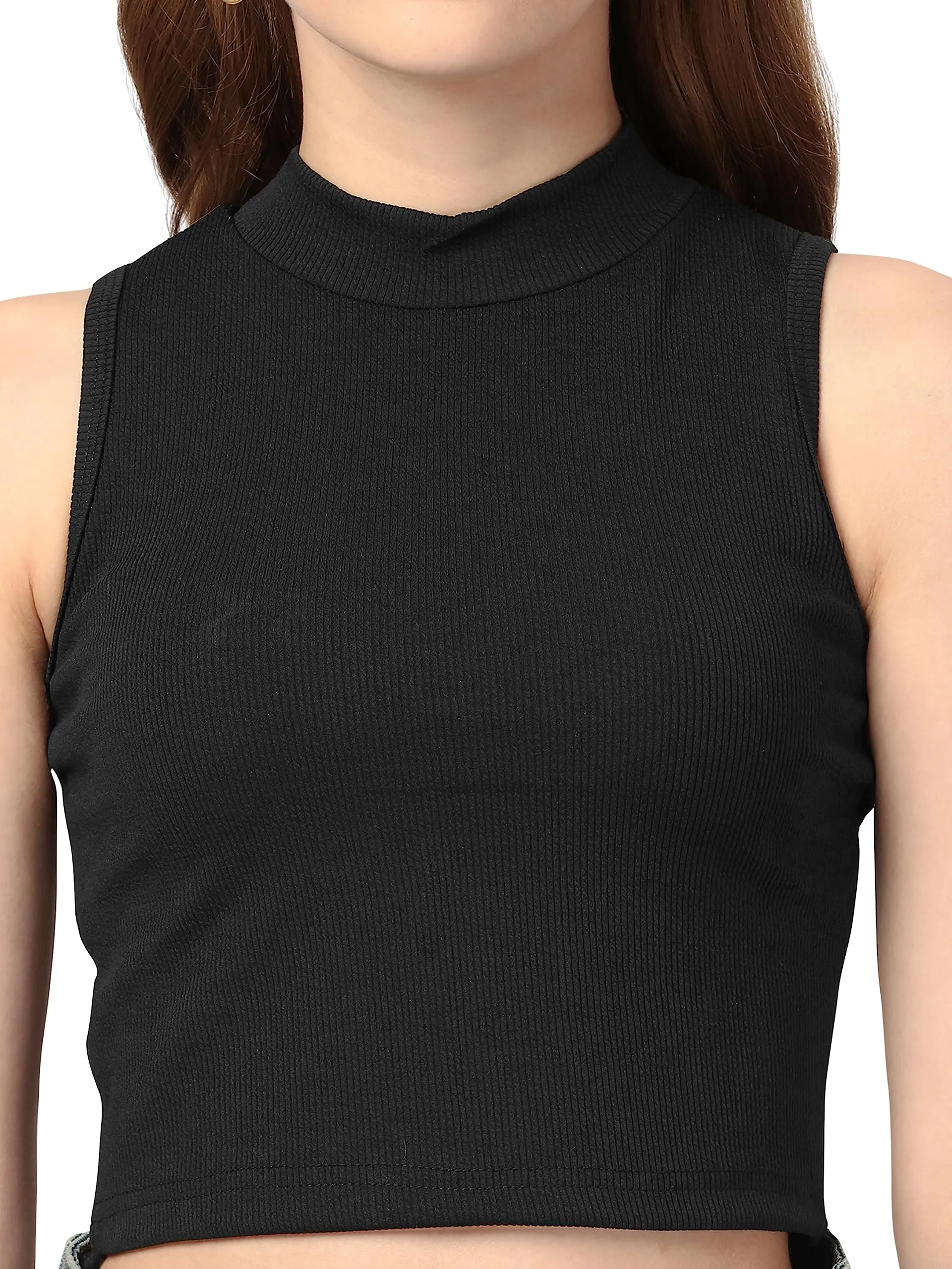 SAGIBO Women's & Girls' Solid Ribbed Crop Tank Top