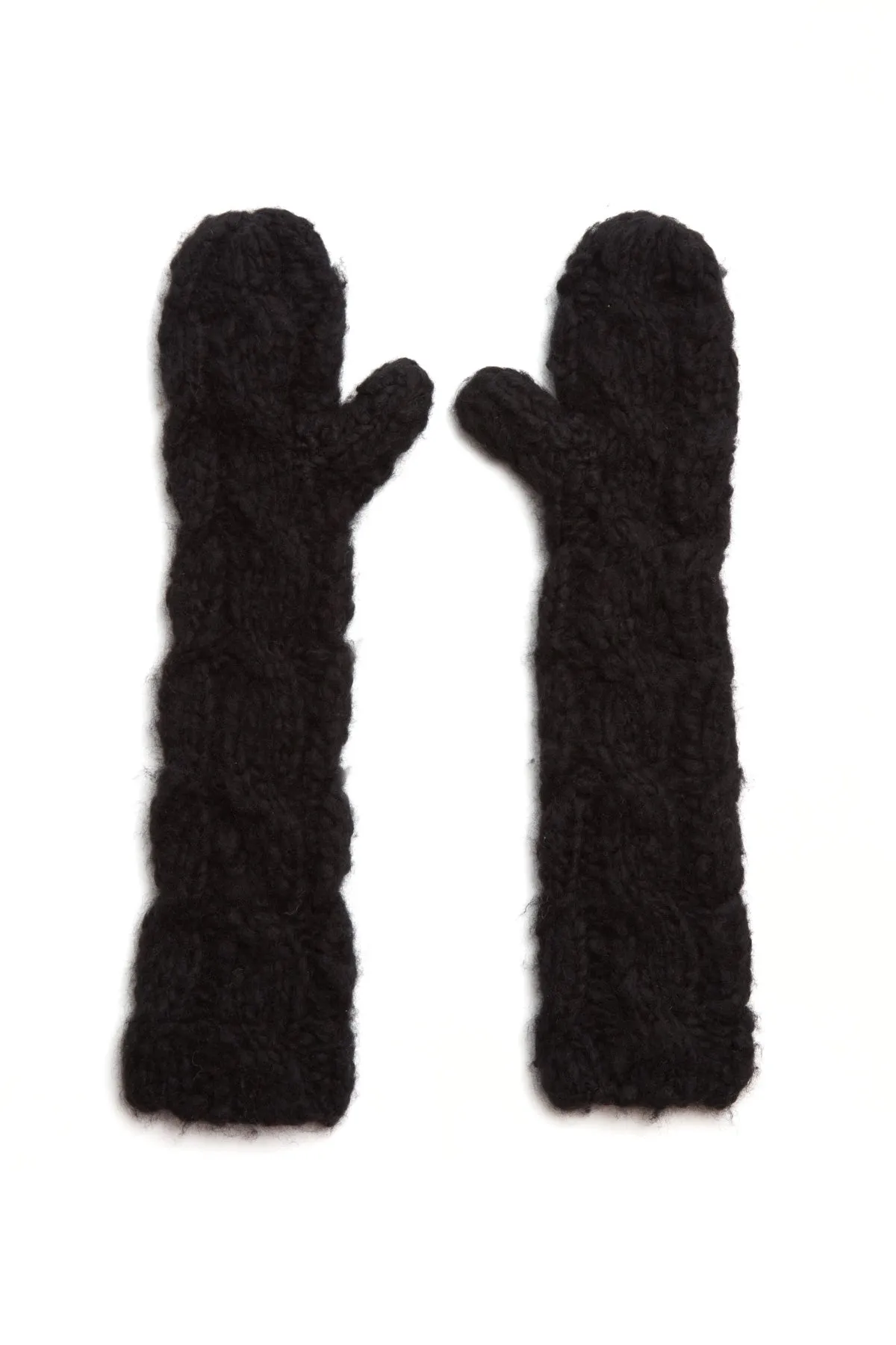 Scarlett Knit Mittens in Black Welfat Cashmere