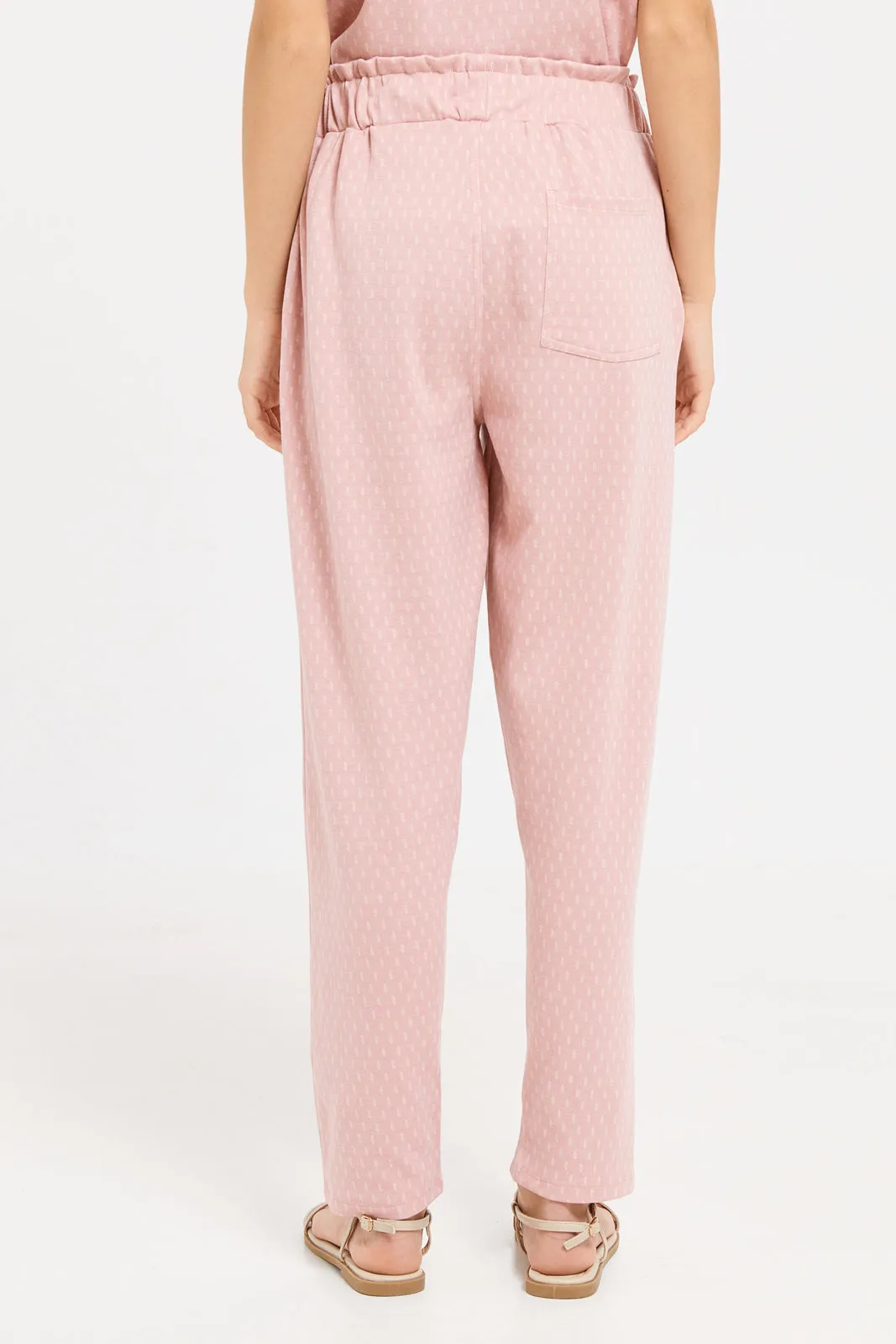 Senior Girls Pink Jacquard Pants