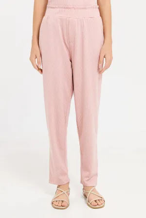 Senior Girls Pink Jacquard Pants