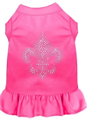 Silver Fleur De Lis Rhinestone Dress Bright Pink 4x (22)