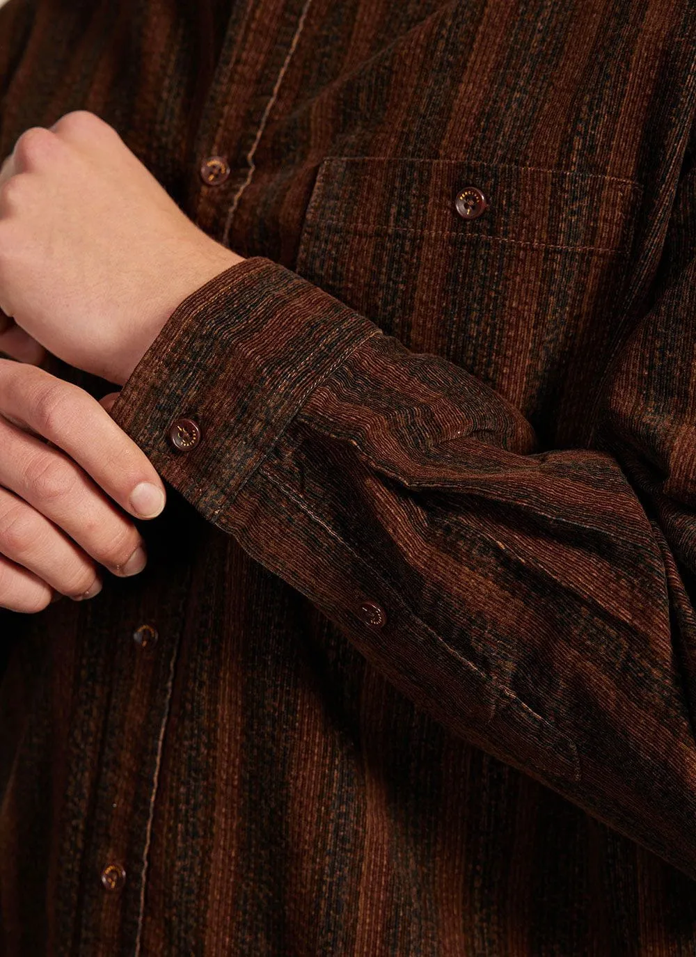 Stripe Pearce Oversized Shirt | Corduroy | Tan