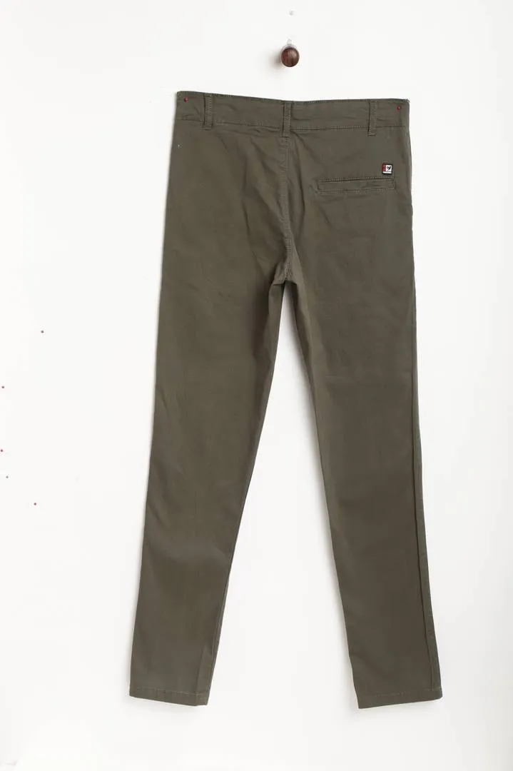 Stylish Cotton Green Solid Formal Trouser For Boys