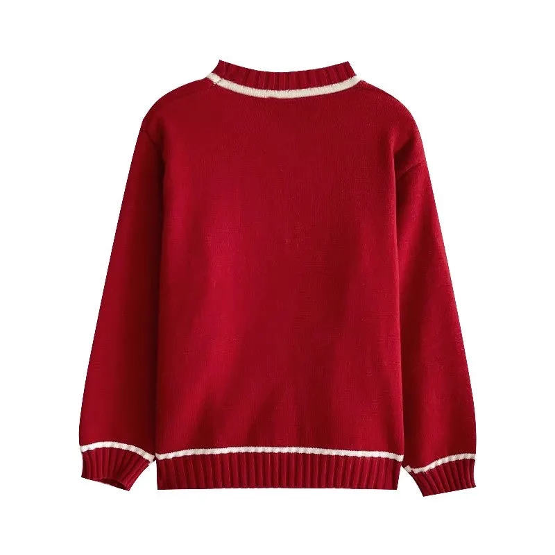 sweet long-sleeved knitted sweater    S4727