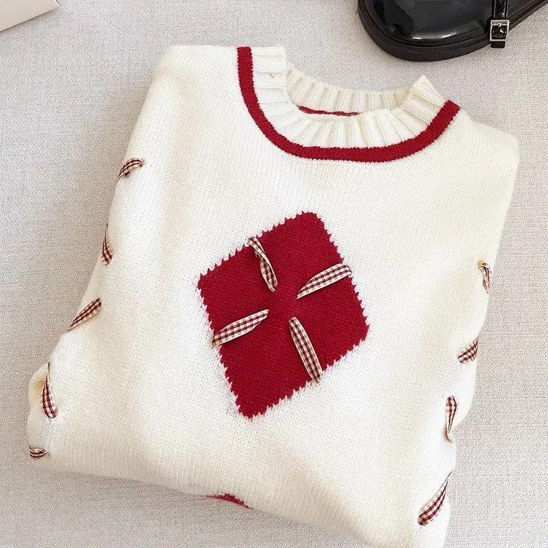 sweet long-sleeved knitted sweater    S4727