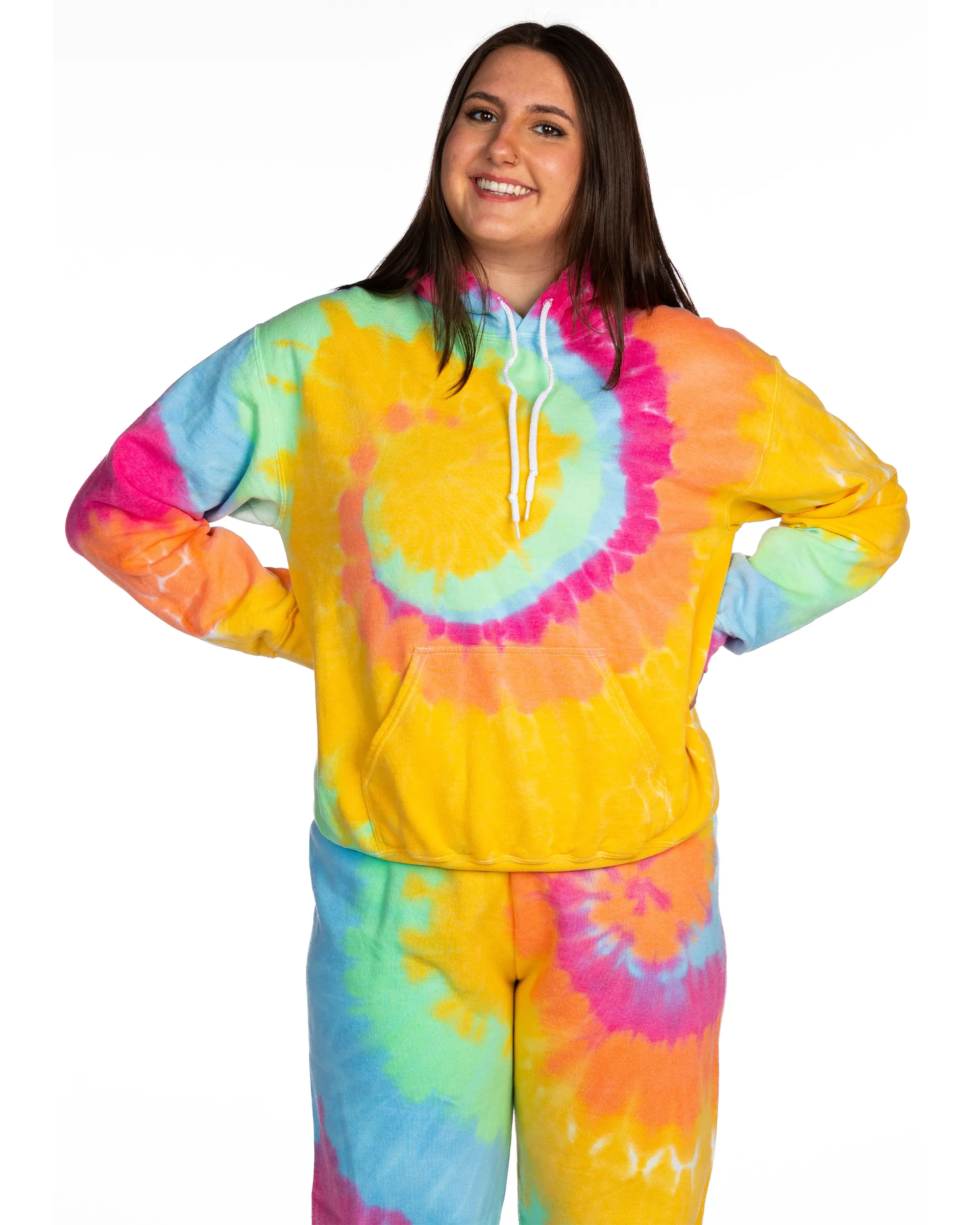 Tie Dye Essential Fleece Hoodie - Aerial Spiral