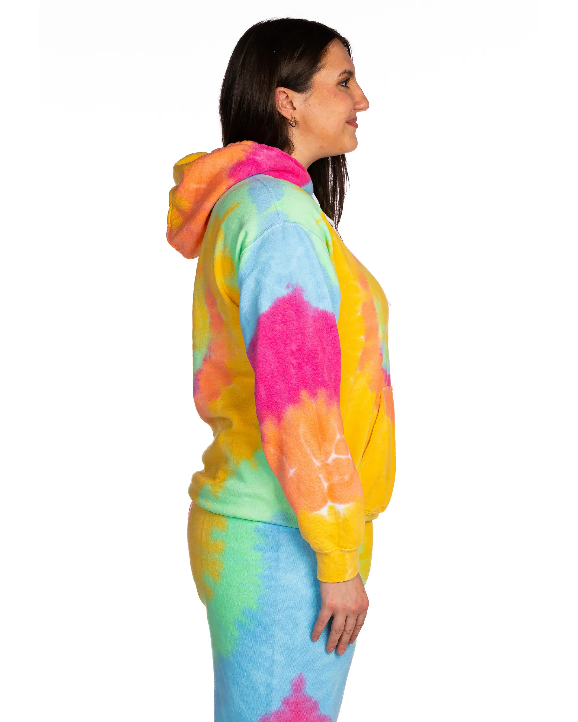 Tie Dye Essential Fleece Hoodie - Aerial Spiral